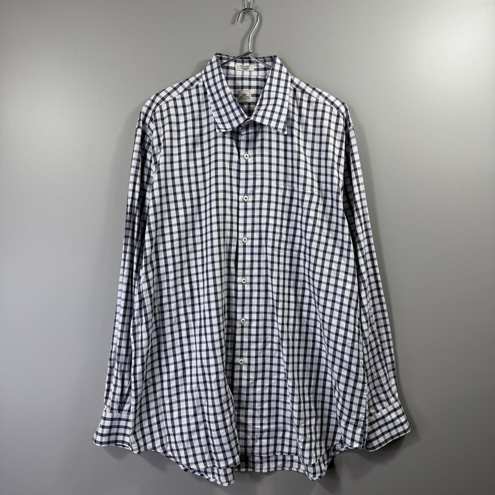 Peter Millar Shirt Mens XL Purple Gingham Dress Long Sleeve Button Front Cotton